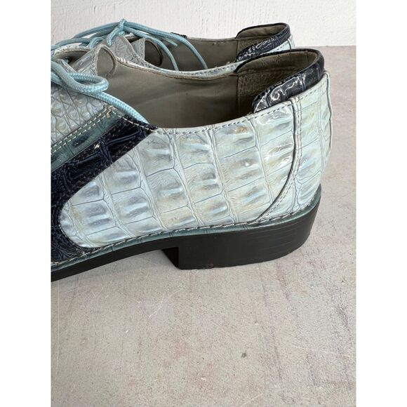 SIO Mens Alligator Print Leather Lace-Up Dress Shoes Size 10.5 Blue‎ main image 4